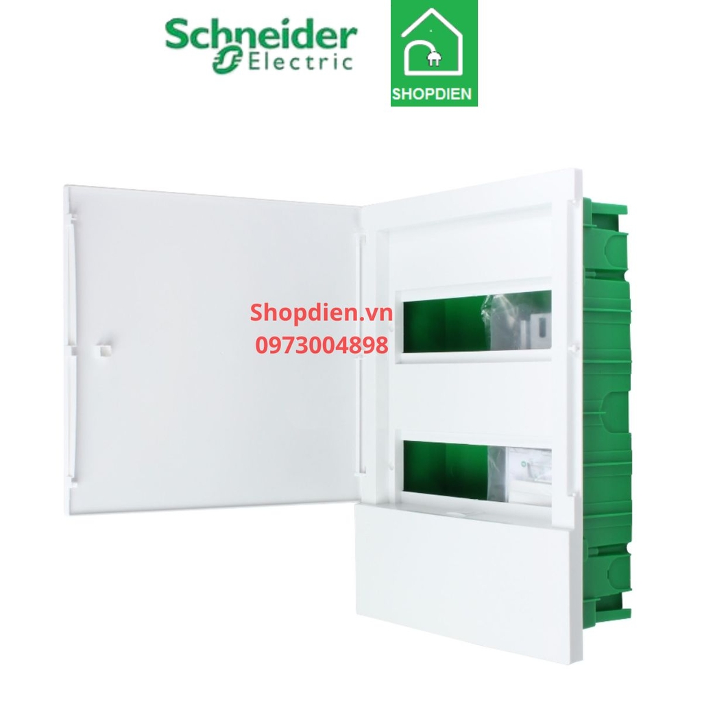 Tủ điện âm tường 24 module cửa trắng Schneider Resi9 MP MIP22212