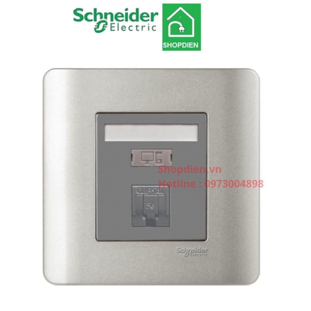 Ổ cắm mạng cat5e Schneider ZENCELO E8431RJS_5_SA_G19 màu xám bạc