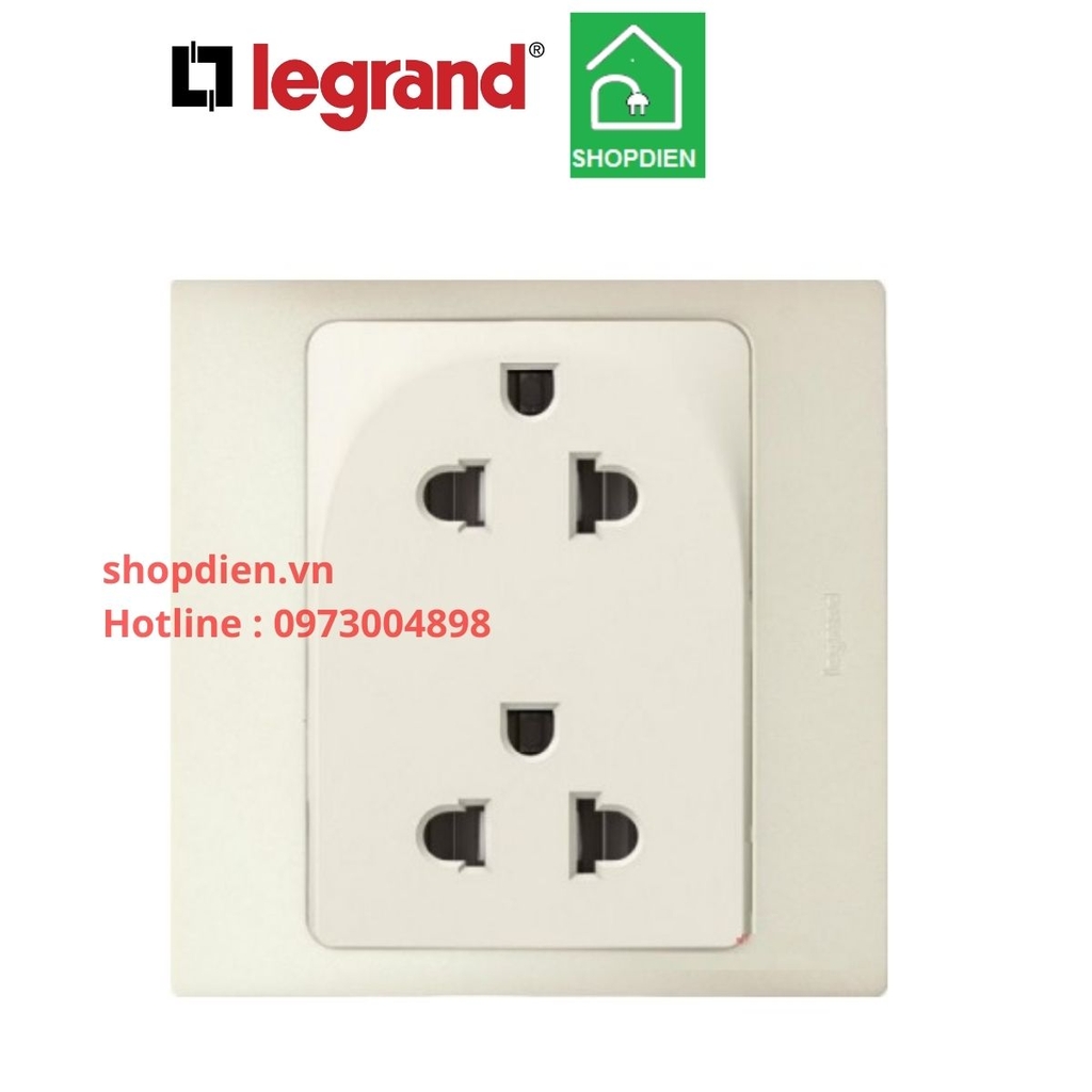 Ổ cắm đôi 3 chấu 2P+E EU-Us 16A Mallia Legrand Màu vàng ngọc trai Pearl-283304