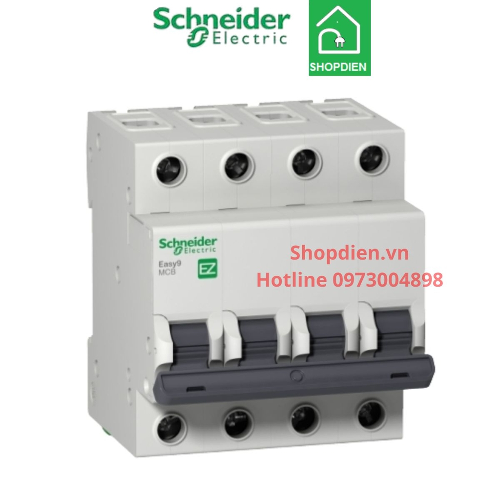 Apttomat Cầu dao tự động MCB 4P 63A 4.5KA Schneider Easy9 EZ9F34463