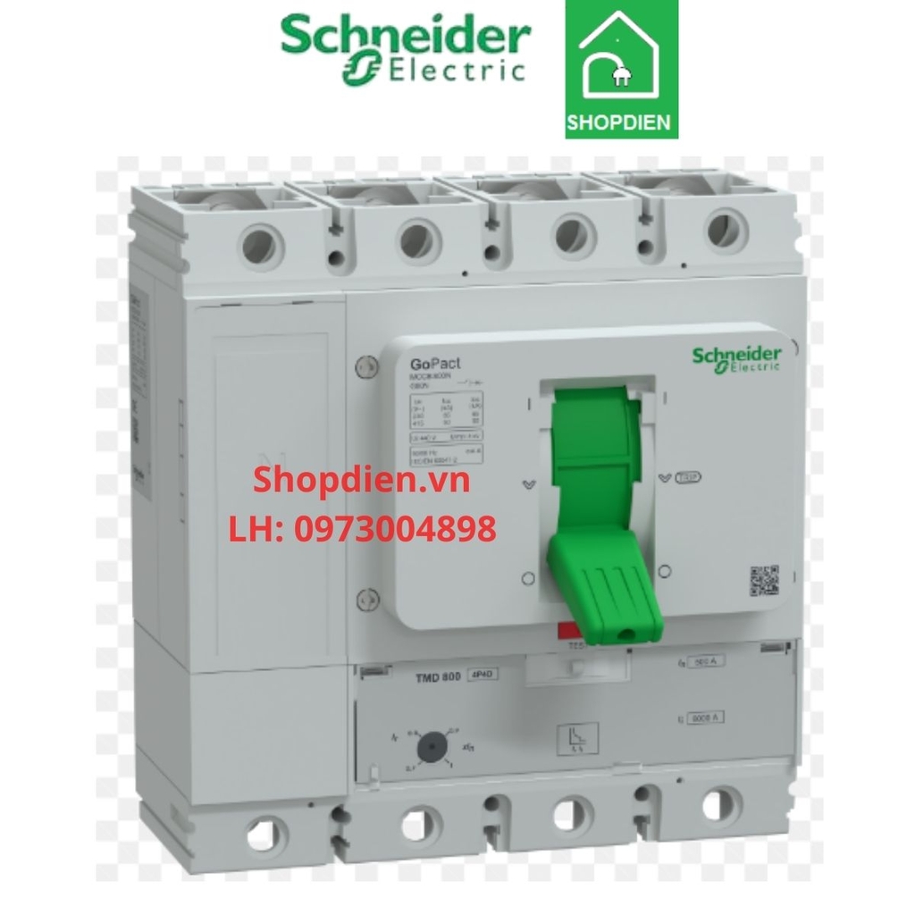 Aptomat Cầu dao tự động MCCB 4P 500A 70kA Schneider Gopact 800H G80H4TM500