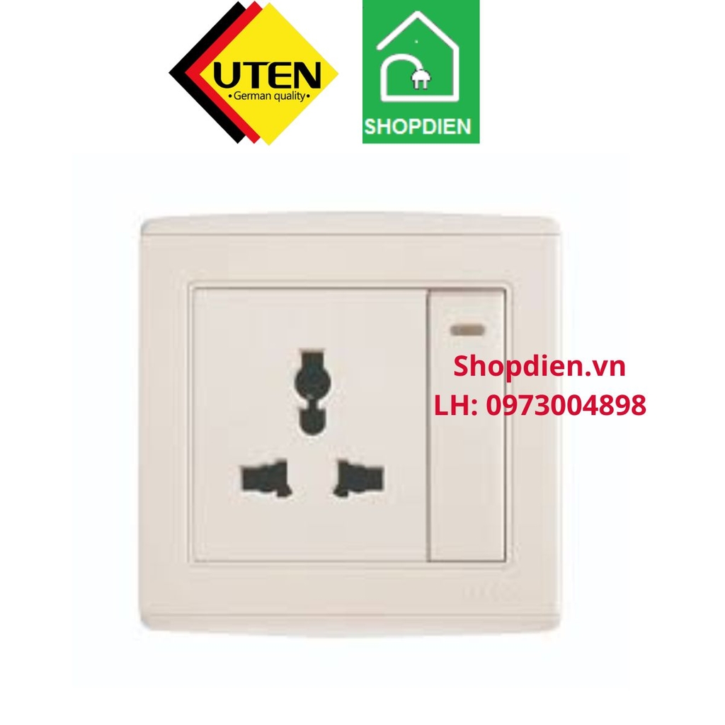 Bộ công tắc 1 chiều+ ổ cắm V4 switch socket UTEN V4.0GK11Z13/N