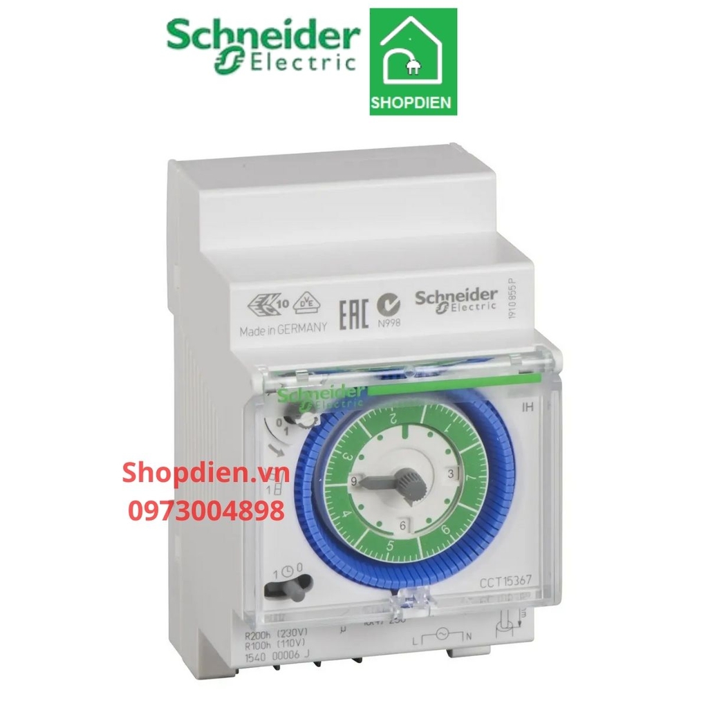 Bộ hẹn giờ timer điện tử 24H 1 kênh 16A Schneider CCT15365