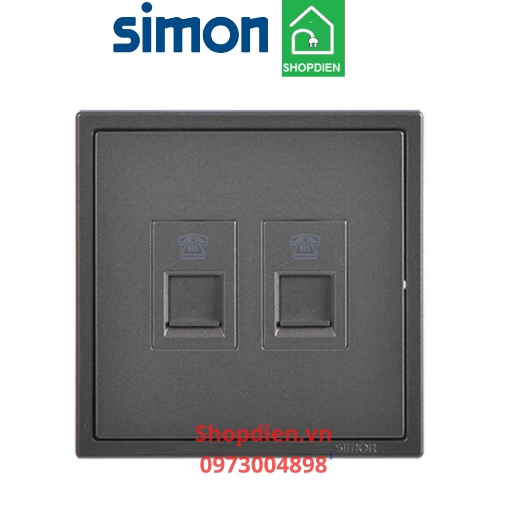 Bộ ổ cắm điện thoại đôi SIMON i7 màu ghi xám 705224-61