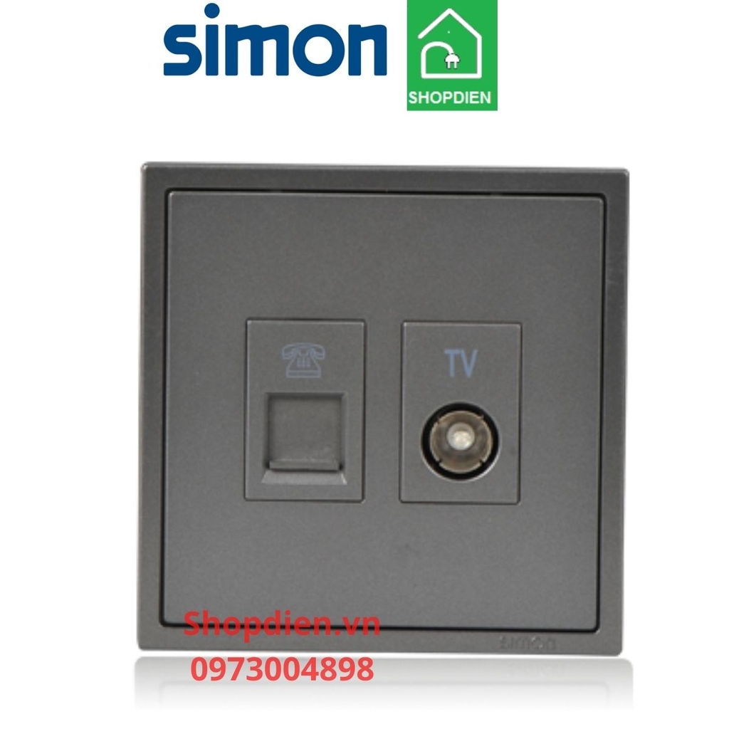 CBộ ổ điện thoại và ổ Tivi SIMON i7 màu ghi xám 705301-61