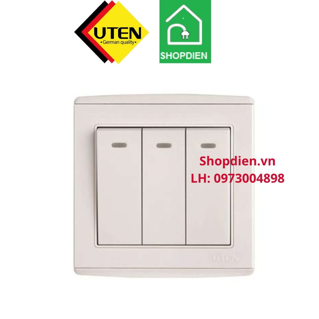 Công tắc ba 2 chiều V4 3 gang 2 way switch UTEN V4.0GK32