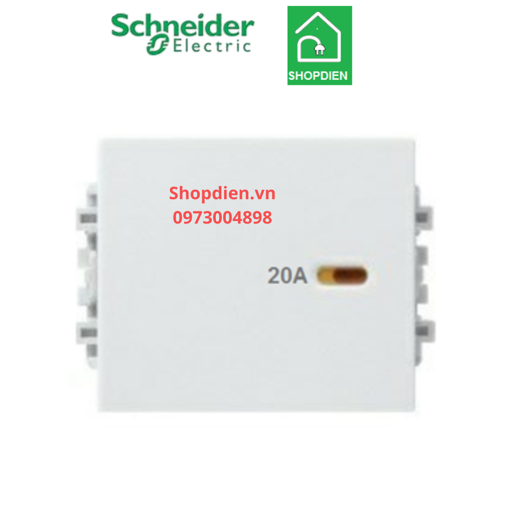 Công tắc bình nóng lạnh 2 cực 20A Schneider ZENCELO A 8431MD20_WE_G19 màu trắng