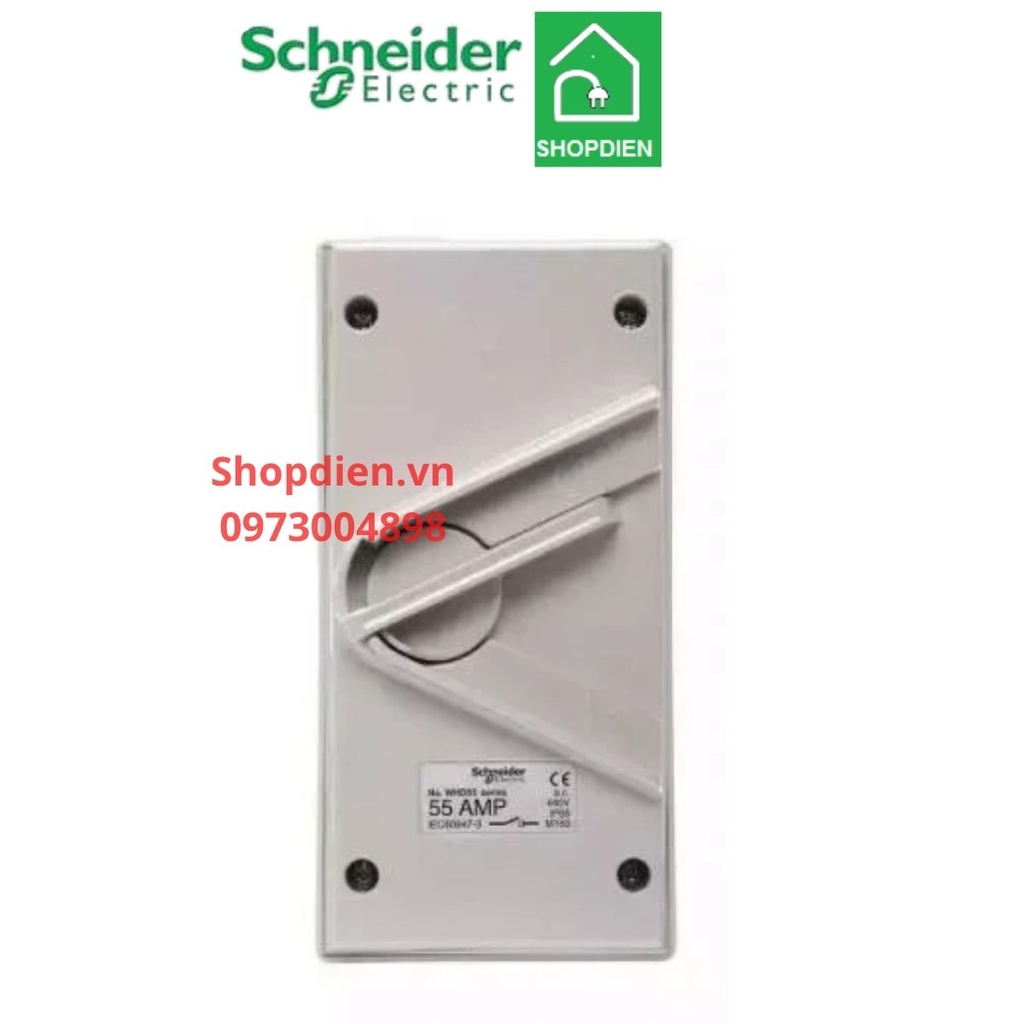 ISOLATOR Cầu dao ngắt điện chống thấm nước 2P 55A IP66  SCHNEIDER  WHD55_GY_G19