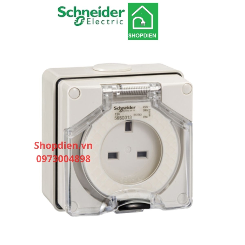 Ổ cắm 3 chấu lắp nối  3P 13A IP66 S56 SCHNEIDER S56SO313GY