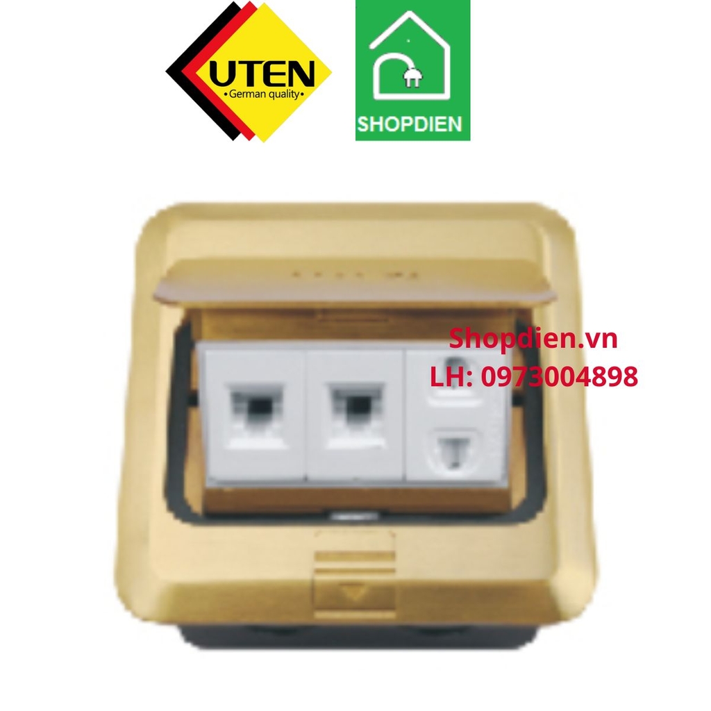 Ổ điện thoại + mạng internet âm sàn UTEN màu vàng S-Z12/TEL/PC Floor socket