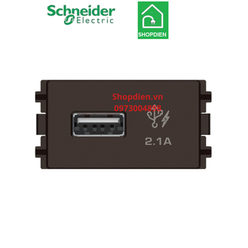 Ổ cắm sạc USB 2.1A Schneider ZENCELO A 8431USB_BZ size S màu đồng