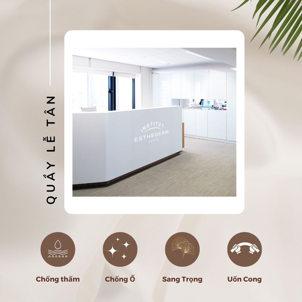 quầy tiếp tân bằng đá solid surface