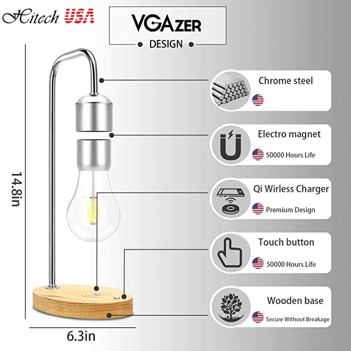 Đèn Bàn Led Nổi Không Dây VGAzer Với Bộ Sạc Không Dây Qi