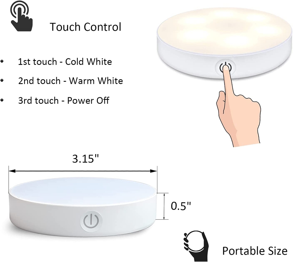 Đèn gắn tủ IAVO Warm White / Cold White Touch Night Lights