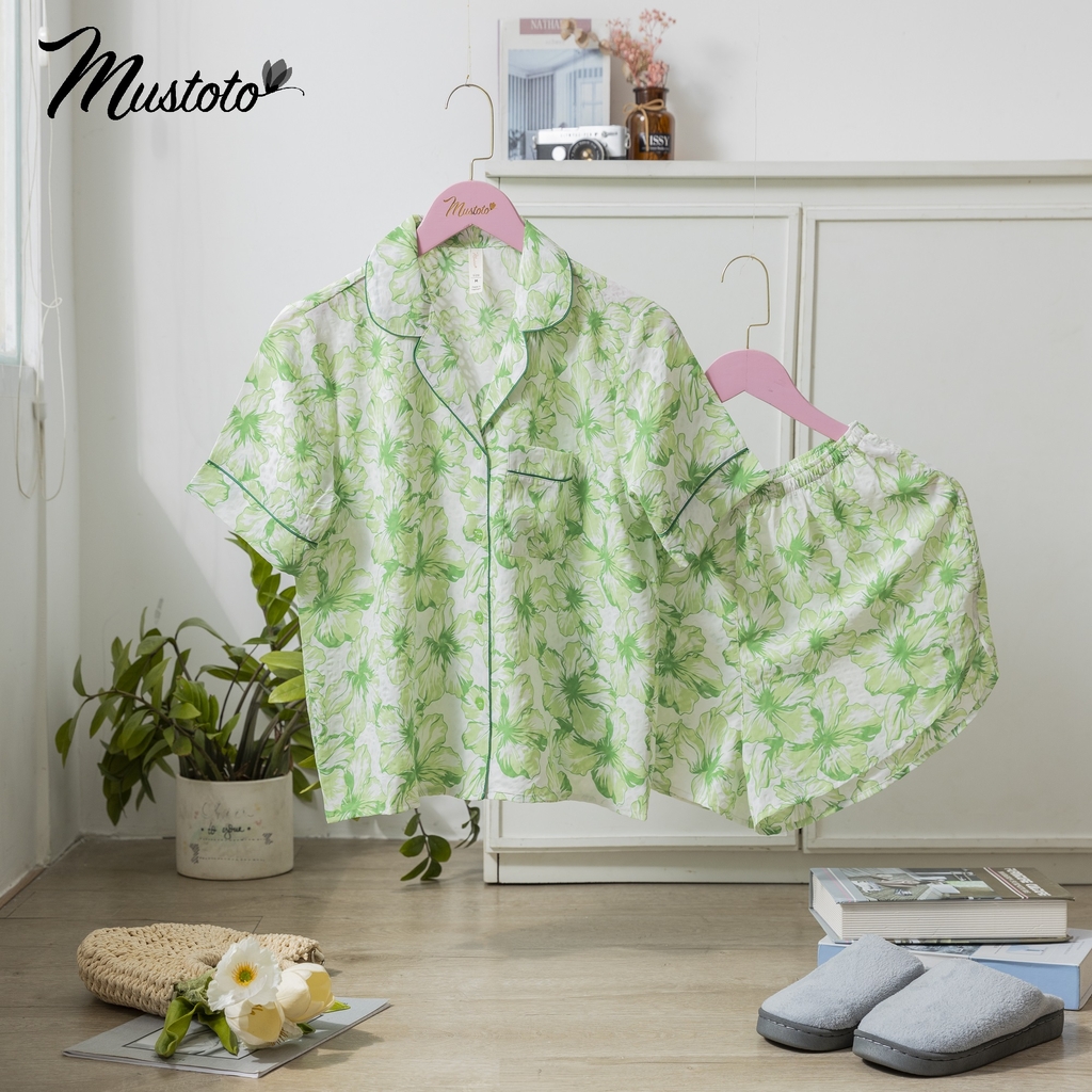MB17 | Bộ Đồ Mặc Nhà Lụa Pyjama Đùi Mustoto