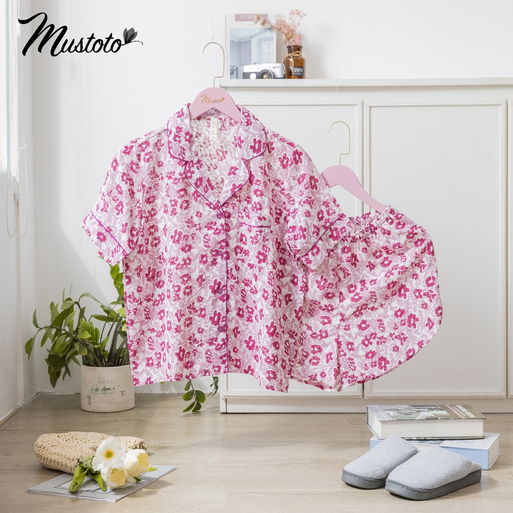 MB17 | Bộ Đồ Mặc Nhà Lụa Pyjama Đùi Mustoto