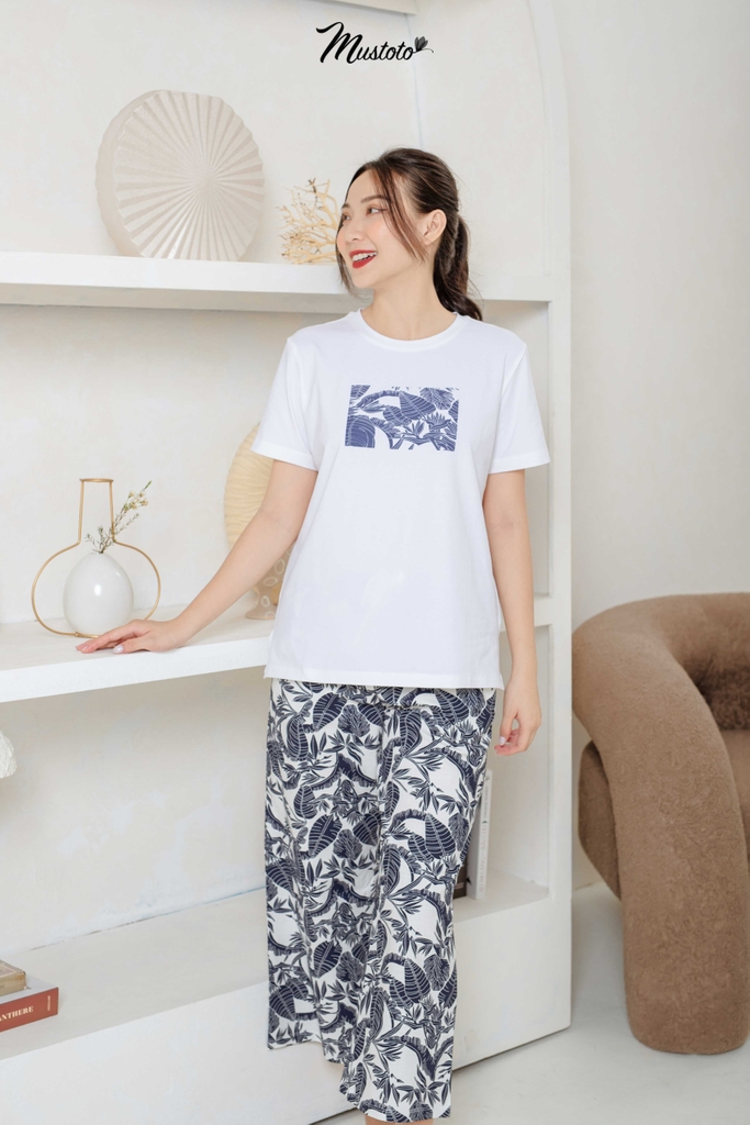 MB09 | Bộ Đồ Áo Thun Form Rộng Quần Dài Linen