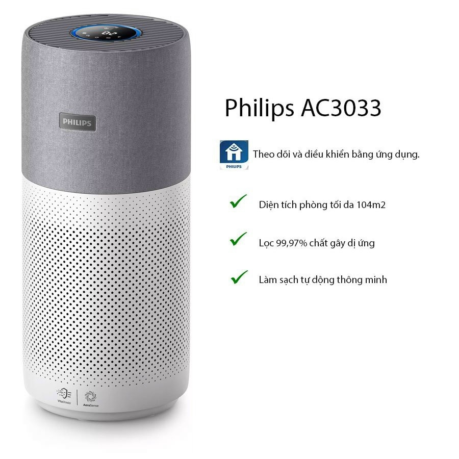 Máy lọc không khí Philips AC3033(diện tích sử dụng 104m2)