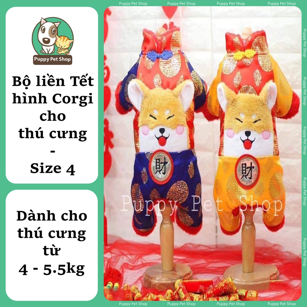  Trường Bào Tết hình Cún - Quần Áo Tết Cho Chó Mèo  Puppy Pet Shop