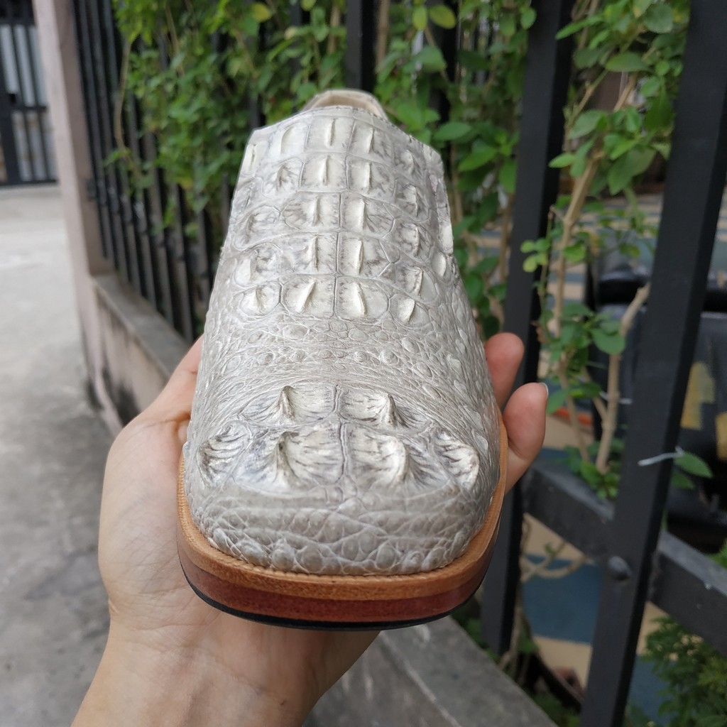 Giày Da Cá Sấu Nguyên Con Màu Bạch Tạng Cao Cấp GT6T
