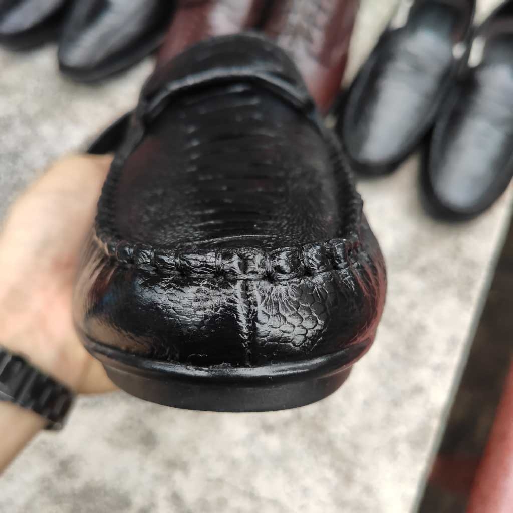 Giày lười nam có đai dạng Nơ thắt manly lịch lãm. Da đà điểu siêu bền!