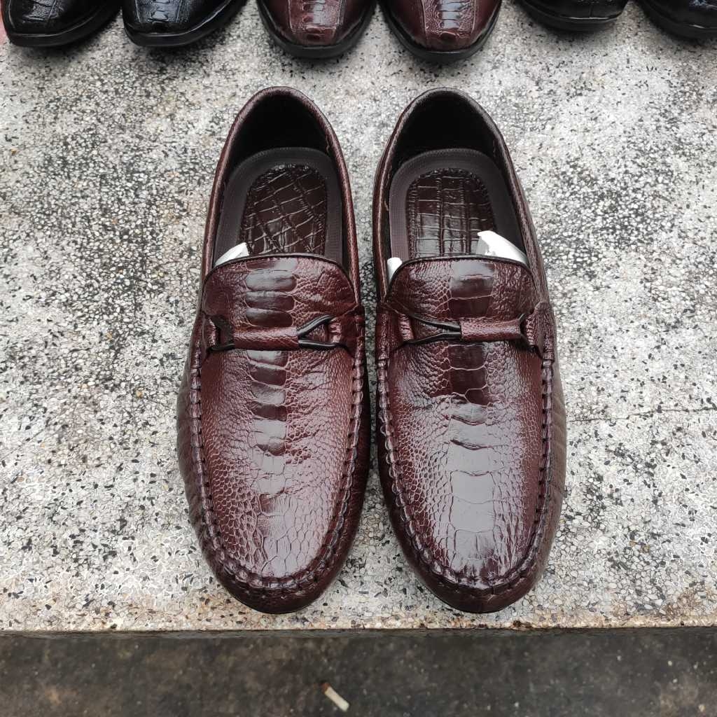 Giày nam thắt Nơ manly đẳng cấp. Da đà điểu rất MỀM - BỀN!