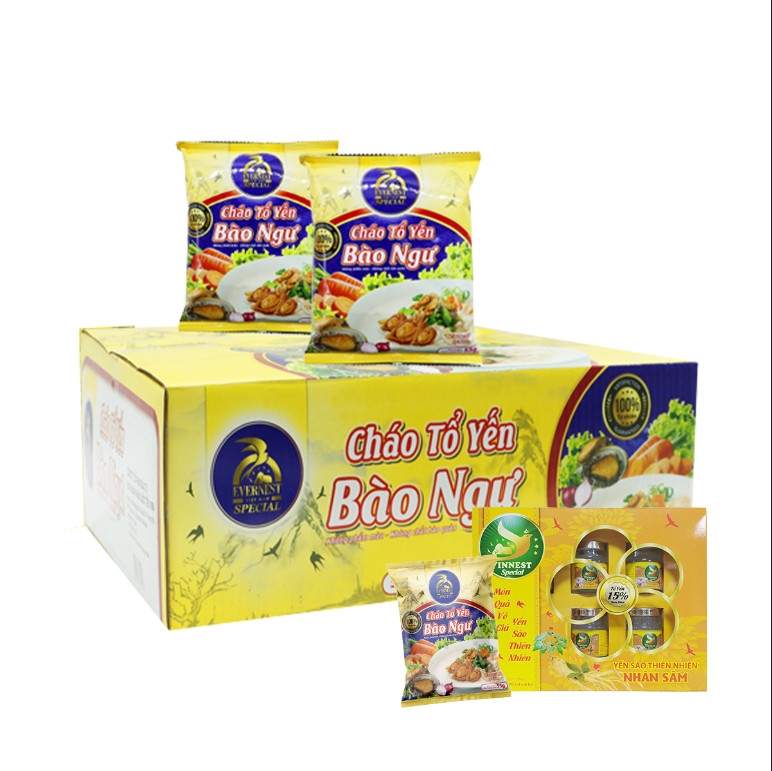 Combo 30 gói cháo tổ yến bào ngư Evernest Special + 6 gói cháo yến bào ngư Evernest Special  + 1 hộp yến chưng nhân sâm Vinnest 15%(Hộp 6*70ML)