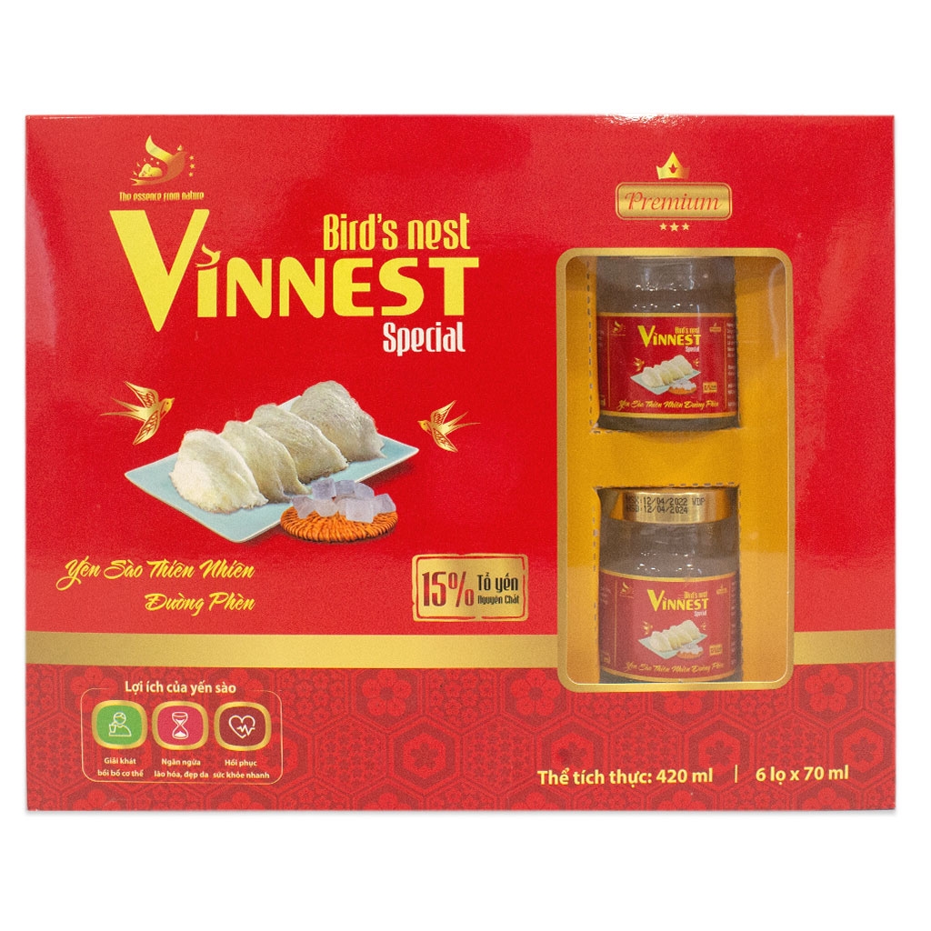 Yến Sào Đường Phèn Nguyên Chất 15% VINNEST SPECIAL (Hộp 6 lọ)