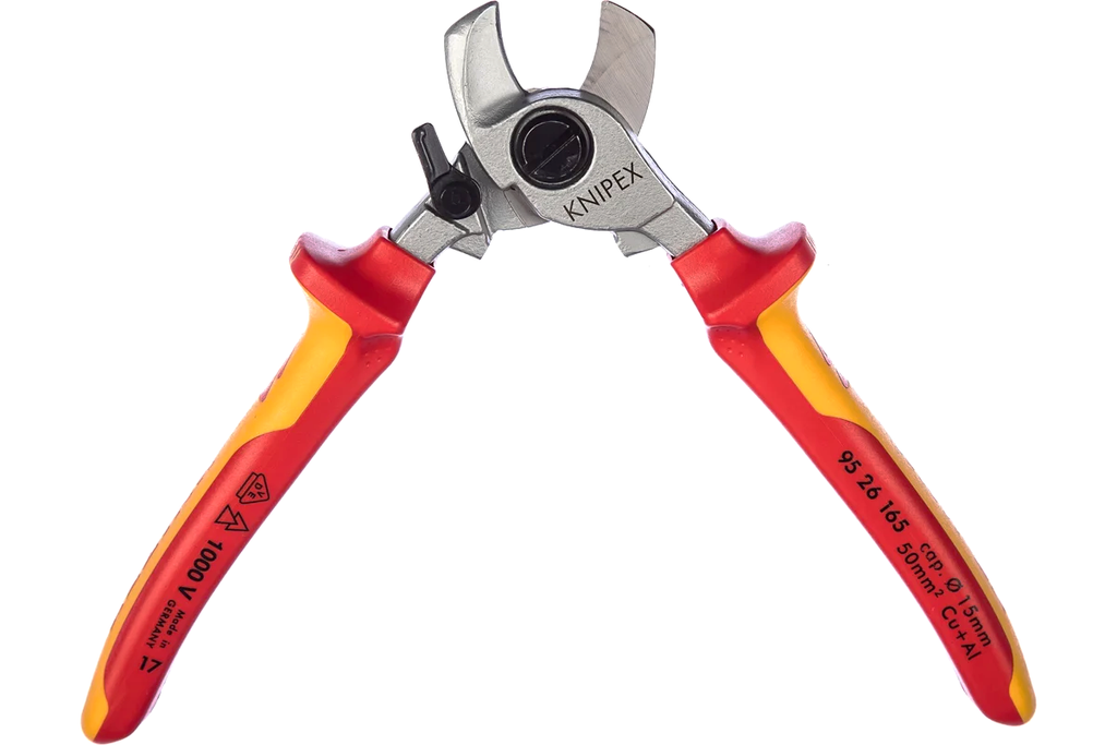 Kìm cắt cáp điện Ø15mm cách điện 1000V, có chốt khóa Knipex 9526165