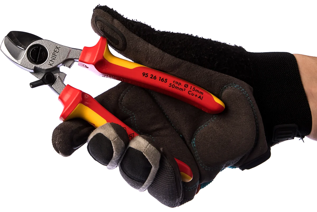 Kìm cắt cáp điện Ø15mm cách điện 1000V, có chốt khóa Knipex 9526165