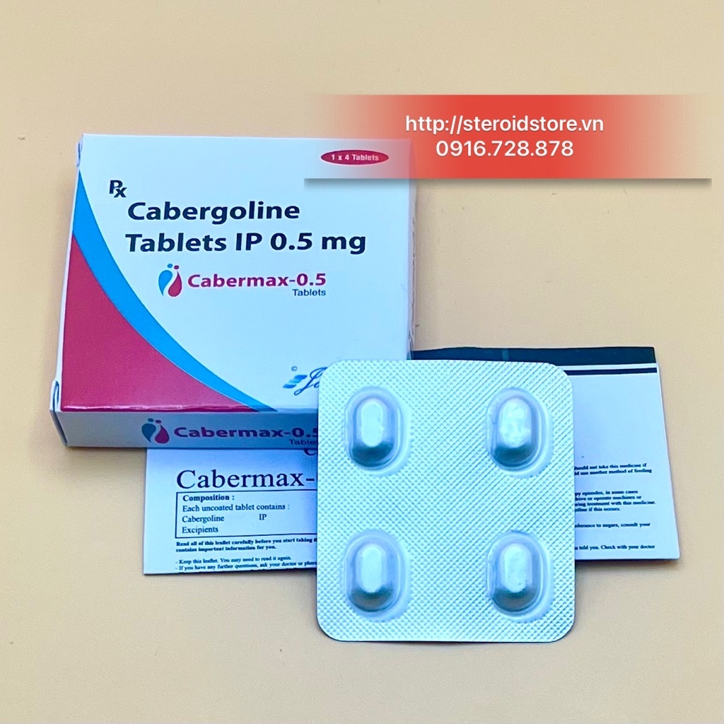 CABERMAX 0.5 - Cabergoline 0.5mg - Hãng John Lee - Hộp 4 Viên