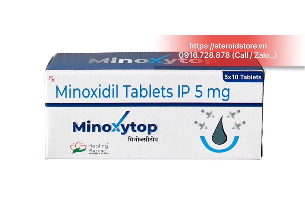 Minoxytop - Minoxidil 5mg - Hãng Healing Pharma - Hộp 50 viên Điều Trị Rụng Tóc