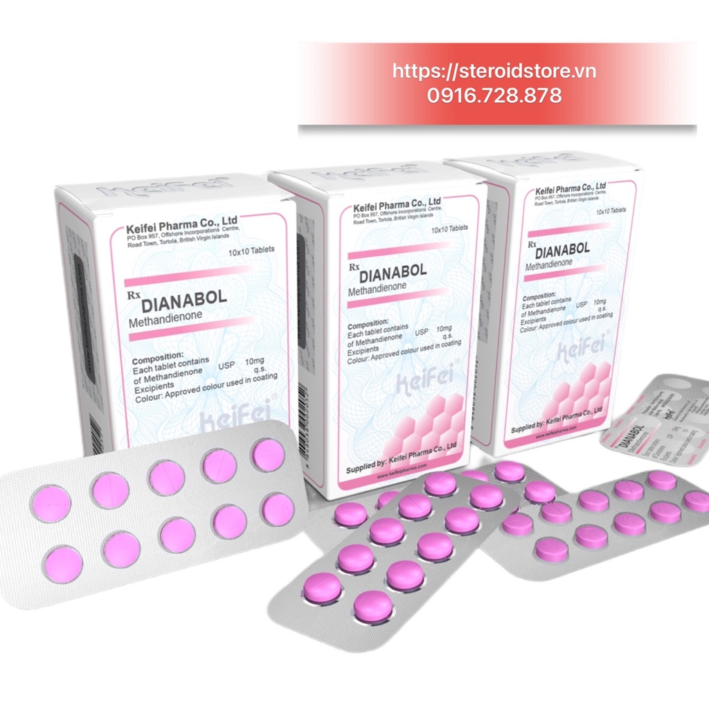 DIANABOL - Dbol 10mg (Methandienone) - Hãng KEIFEI -  Hộp 100 viên