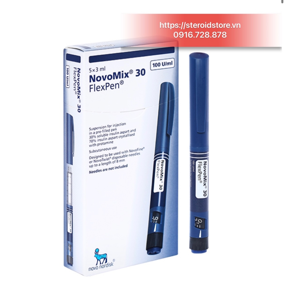 Bút tiêm Insuline NovoMix 30 FlexPen 100IU/ml - Hộp 5 Bút x 3ml (Tặng Kèm Kim)