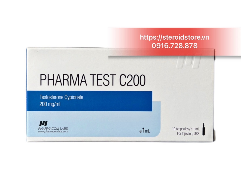 Pharma Test C 200 - Testosteron Cypionate 200mg/ml - Hãng Pharmacom Labs - Hộp 10 ống x 1ml