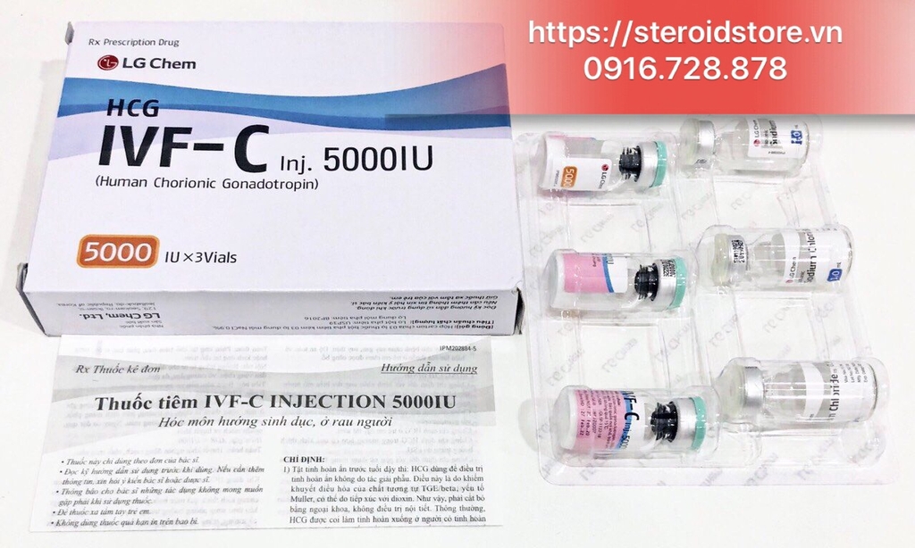 IVF-C INJ 5000IU - HCG CHÍNH HÃNG LG - HỘP 3 ỐNG 5.000IU