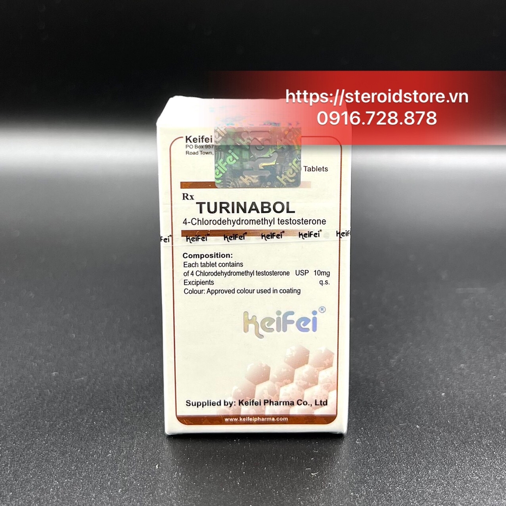 TURINABOL- TBOL- (4-CHLORODEHYDROMETHYLTESTOSTERONE 10MG) -KEIFEI - HỘP 100 VIÊN