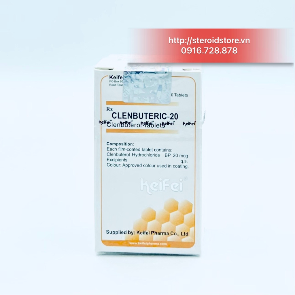 CLENBUTERIC 20 ( Clenbuterol 20mcg) - Clen Hãng KEIFEI - Hộp 100 Viên