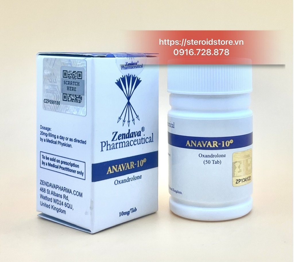 ANAVAR - Oxandrolone 10mg - Hãng ZENDAVA - Hộp 50 Viên