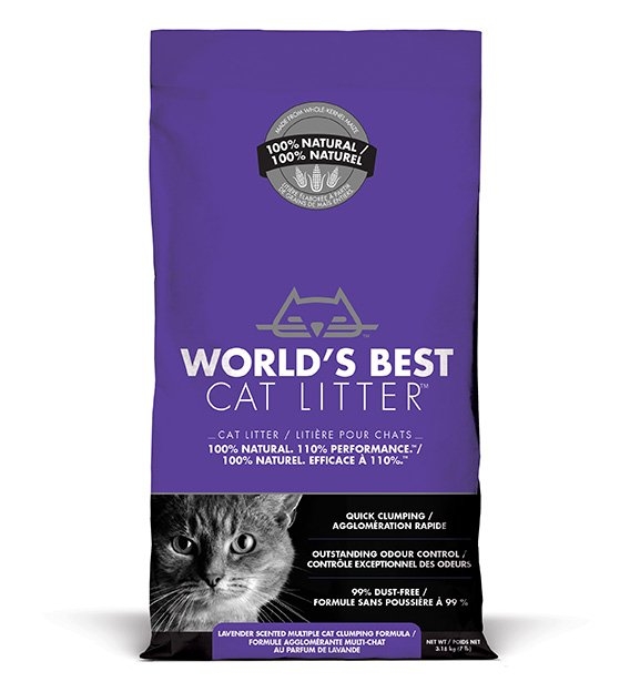 CÁT VỆ SINH HỮU CƠ CHO MÈO WORLD'S BEST 3.18KG LAVENDER SCENTED MULTIPLE CAT CLUMPING (TÍM)