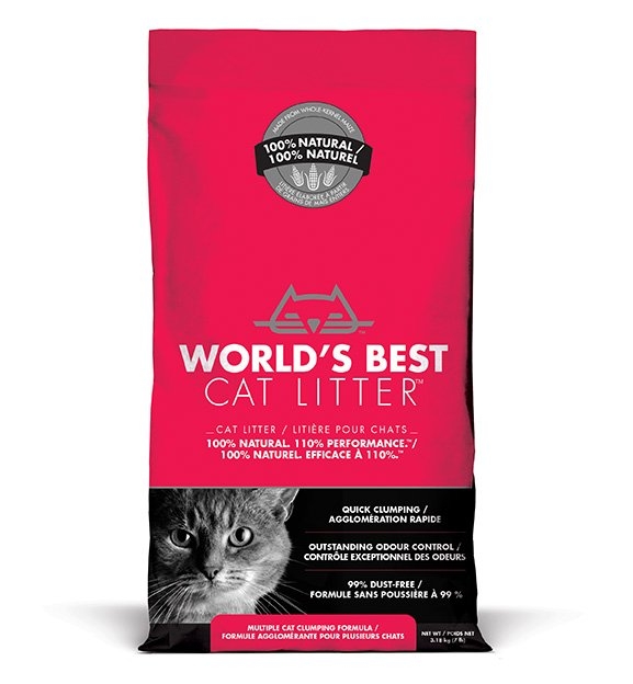 CÁT VỆ SINH HỮU CƠ CHO MÈO WORLD'S BEST 3.18KG MULTIPLE CAT UNSCENTED CLUMPING (ĐỎ)