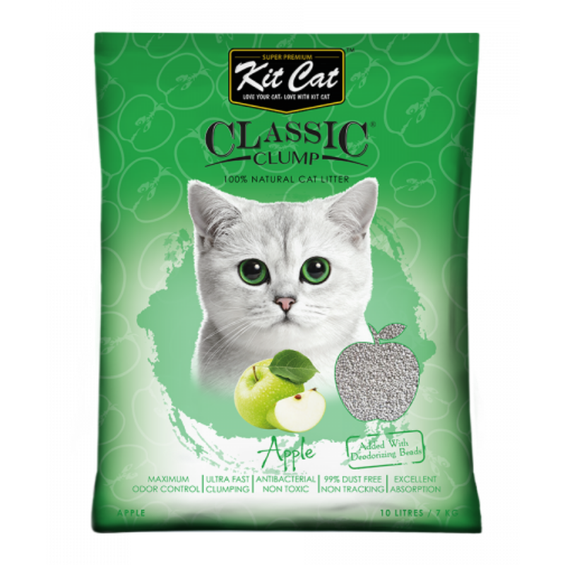 Cát mèo KITCAT - Classic Clump - Apple Táo xanh 10L