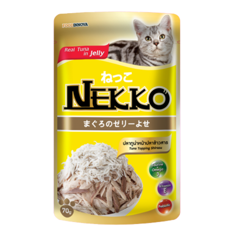 Pate mèo Nekko - Tuna topping Shirasu in Jelly - 70g