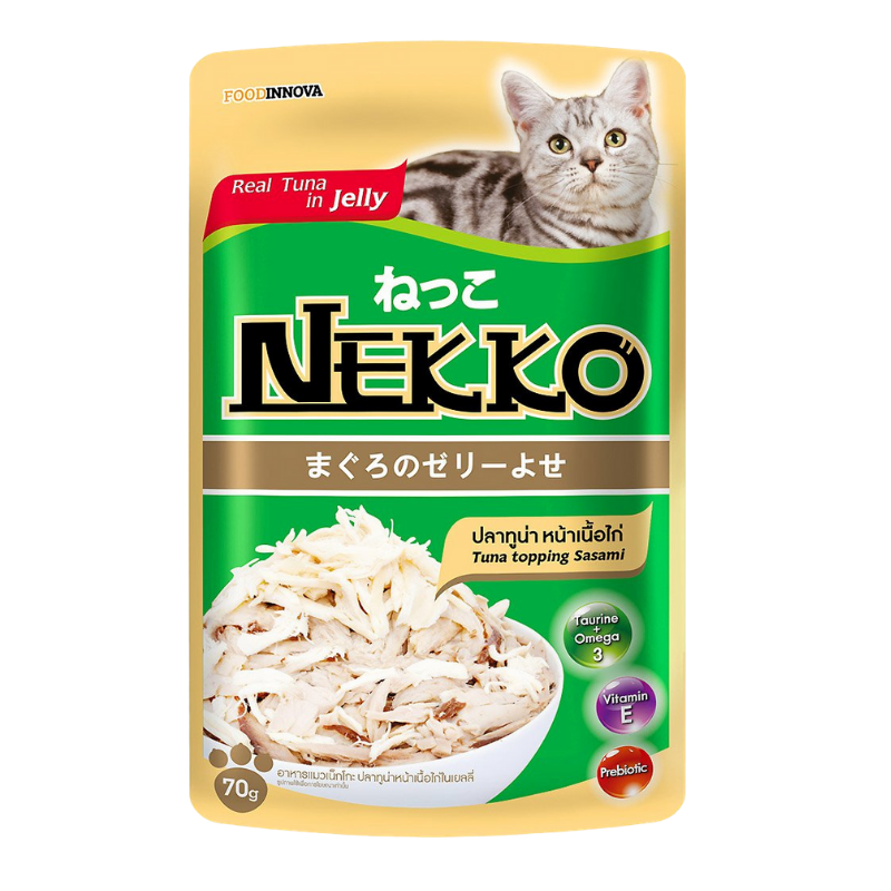 Pate mèo Nekko - Tuna topping Sasami in Jelly - 70g