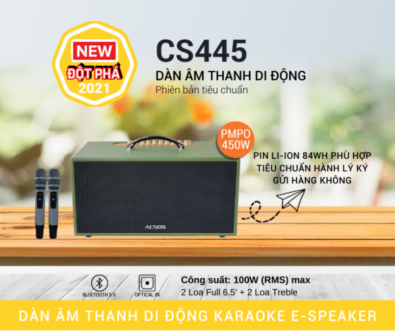 Loa karaoke di động ACNOS CS445, pin 4-6h, 100W