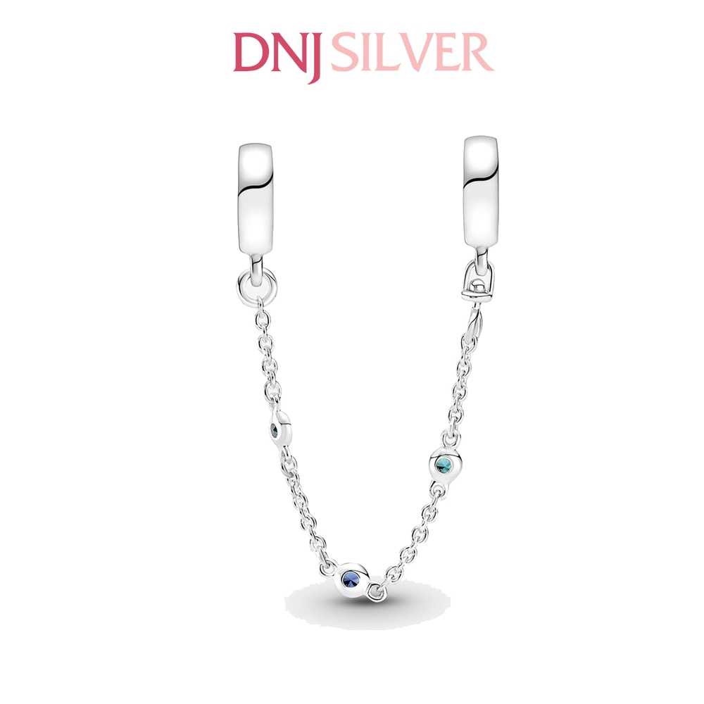 [Chính hãng] Charm bạc 925 cao cấp - Charm Triple Blue Stone Safety Chain thích hợp để mix vòng tay charm bạc cao cấp - DN594