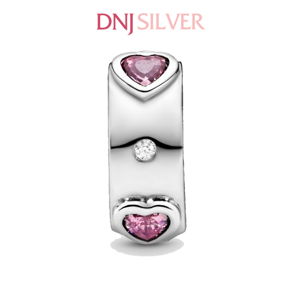 [Chính hãng] Charm bạc 925 cao cấp - Charm Sparkling Pink Hearts thích hợp để mix vòng tay charm bạc cao cấp - DN623