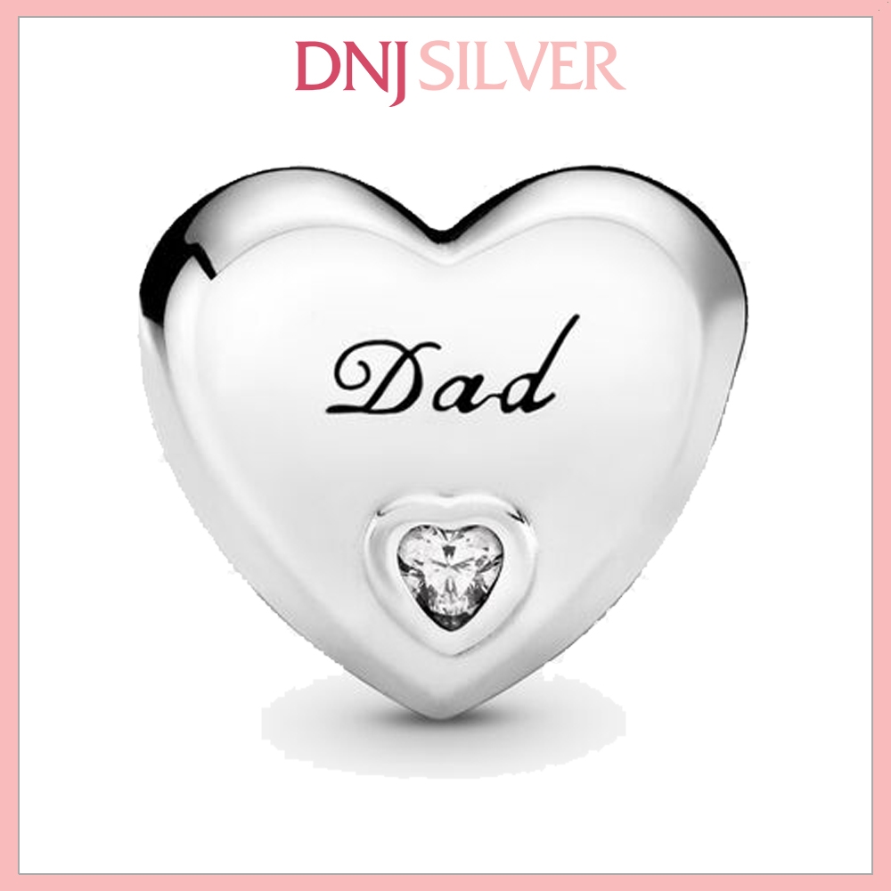 [Chính hãng] Charm bạc 925 cao cấp - Charm Dad Heart thích hợp để mix vòng tay charm bạc cao cấp - DN543