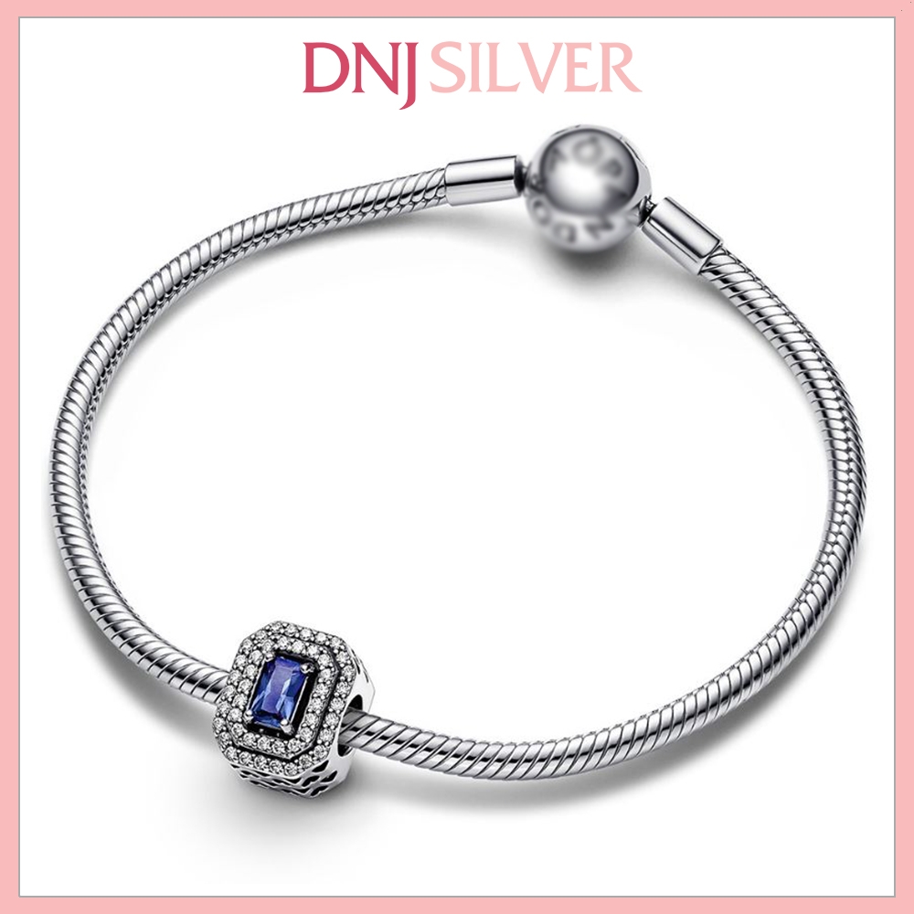 [Chính hãng] Charm bạc 925 cao cấp - Charm Blue Sparkling Leveled Rectangular thích hợp để mix vòng tay charm bạc cao cấp - DN540