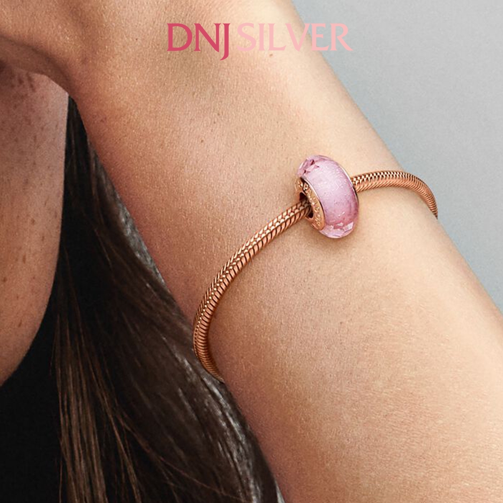 [Chính hãng] Charm bạc 925 cao cấp - Charm  Rose Pink Shimmering Murano Glass thích hợp để mix vòng tay charm bạc cao cấp - DN704